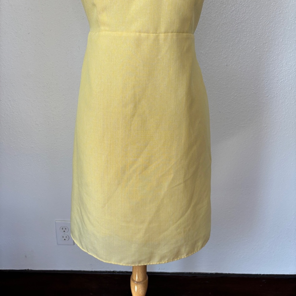 Solid Yellow Spaghetti Strap Fitted Dress - image 3